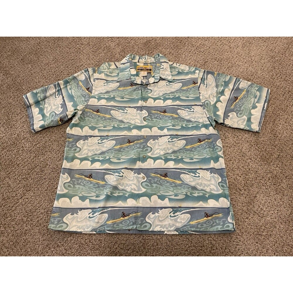Reyn Spooner M. Field Windward Surf Shirt Surfer Popover Short Sleeve Mens XL